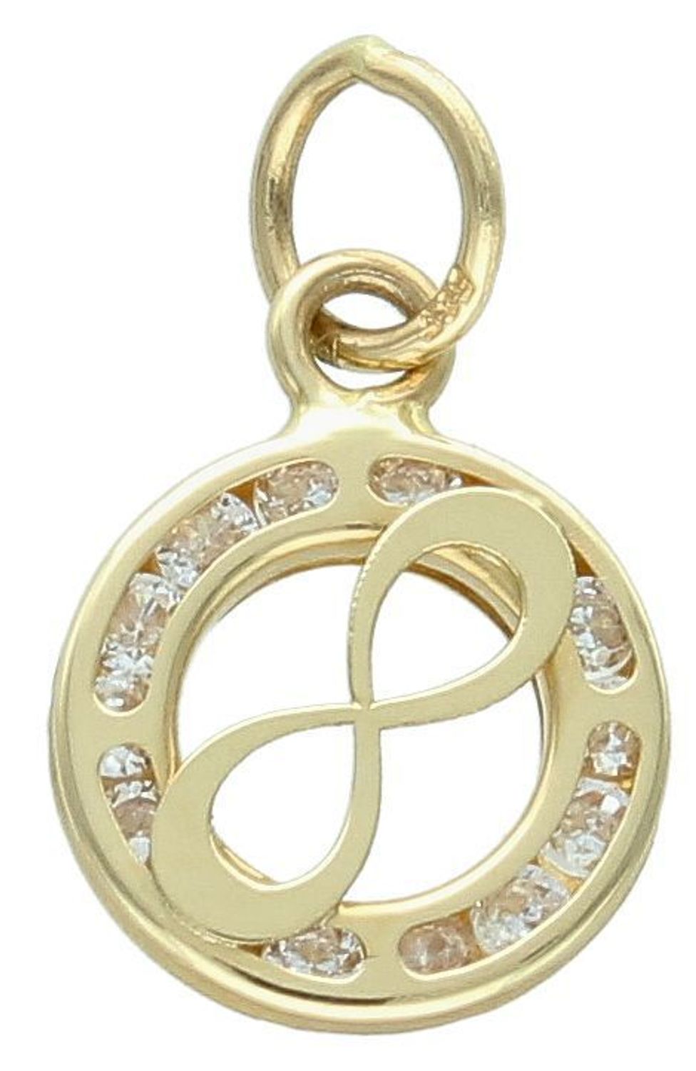 Zawieszka złota Nieskończoność w okrągłej oprawie próba 585 ZA 5497C 585.  Zawieszka z nieskończonością. Modna złota zawieszka . Złota zawieszka kokarda. Hit tiktoka.  Biżuteria na prezent. 1.jpg